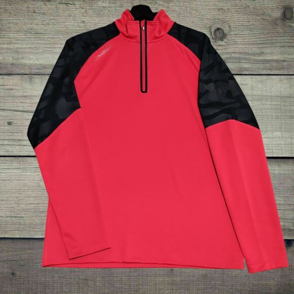 Under Armour Combine Golf‎ Pullover Shirt 1/4 ZIP Mens Size Medium Red Black NFL - Picture 1 of 15